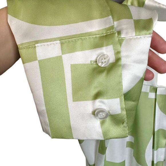 Peppermayo Faye Mini Shirt Dress Sage Retro Geometric Abstract - Picture 14 of 16